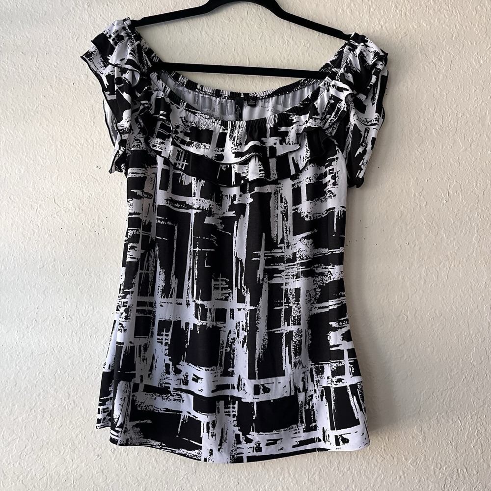 Essentials By Milano Women's Ruffle Off The Shoulder Blouse Top‎ Size L